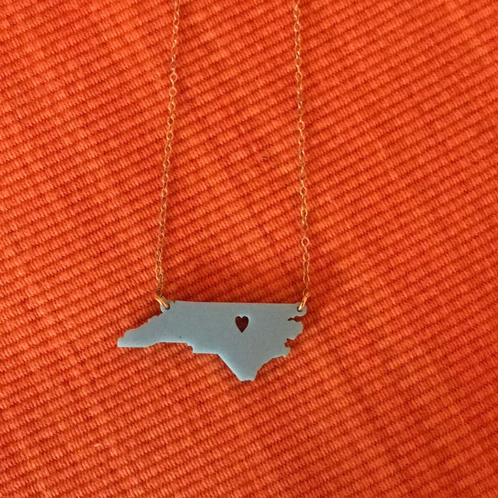 NC Moon and Lola Acrylic State heart necklace